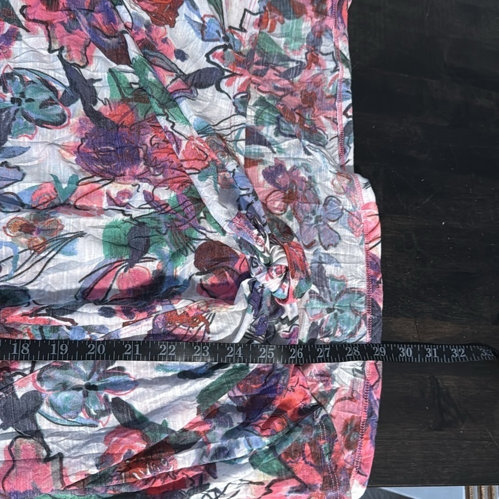 Ali Miles Multi Color Sketch Floral Side Tie 3/4 Sleeved Tee Size 2X - Picture 7 of 7